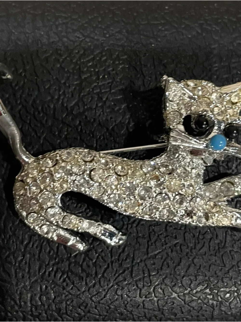 Crystal Cat Brooch Pin - Silver Sparkle Cat Accessory